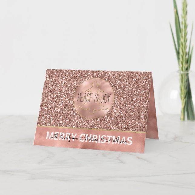Glam Glitzy Glitter Ro Guld Julgran Helgkort (Framsida)