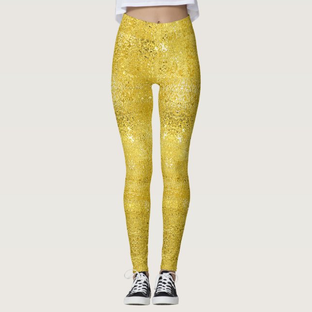 Glam gnistra och shine faux guld mönster leggings (Framsida)