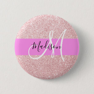 Glam Gnistran Rosa ros-Glitter, Monogram Knapp