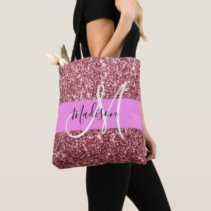 Glam  Gnistran Rosa ros-Glitter, Monogram Tygkasse