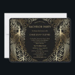 Glam Gold Art Deco Påfåglar Sängkammarfest Inbjudningar<br><div class="desc">Unik design med en blandning av gammalt världsstil falskt guld art deco påfåglar och djärva,  moderna grafiska tillvägagångssätt. Använd verktyget Anpassa för att lägga till din information. Du kan också välja bakgrundsfärg. För matchande föremål besök min Glam Gold Art Deco Påfåglar Kollektion.</div>
