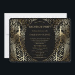 Glam Gold Art Deco Påfåglar Svästingle Party Inbjudningar<br><div class="desc">Unikt formspråk med en blandning av gammaldags stil falskt guld art deco påfåglar och djärva,  moderna grafiska uttryck. Använd verktyget Anpassa för att lägga till din information. Du kan också välja bakgrundsfärg. För matchande föremål besök min Glam Gold Art Deco Påfåglar Kollektion.</div>