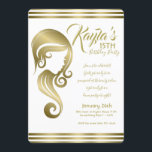 Glam Gold Beauty Girl Hår & Makeup Salong Party Inbjudningar<br><div class="desc">Anpassa för alla evenemang</div>
