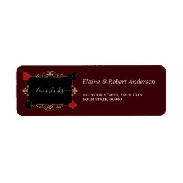 Glam Gold Casino Deep Burgundy Bröllopsetikett Returadress Etikett
