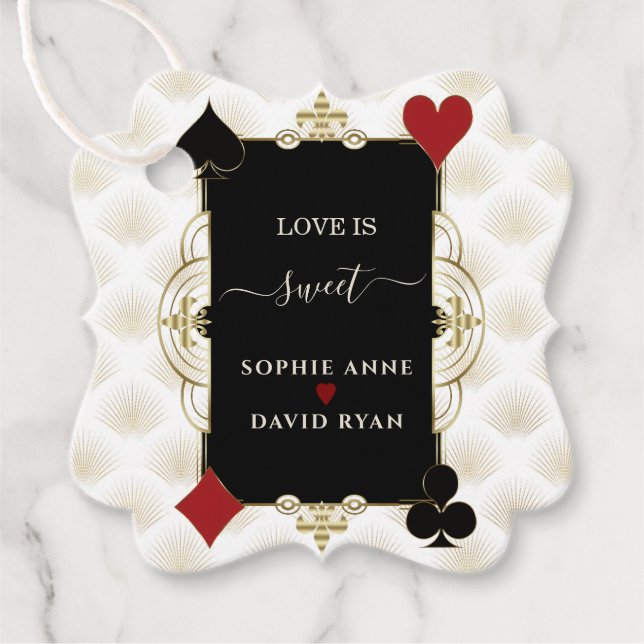 Glam Gold Casino Love is Sweet Wedding Gåvor Etiketter (Framsida)