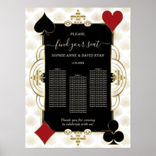 Glam Gold Casino Vegas Bröllopsplatskarta Poster