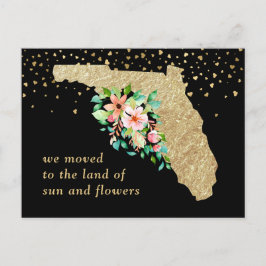 Glam Gold Florida Karta Blommig Flyttar Meddelande Vykort
