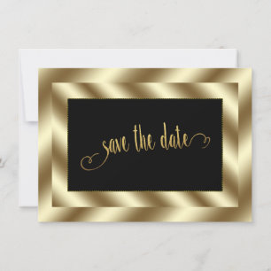 Glam Gold Foil och Black Bröllop spara datum Inbjudningar