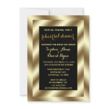 Glam Gold Foil och Black Rehearsal Dinner Inbjudan