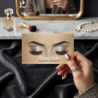 Glam Gold Glitter Frisör & Sminkartist  Visitkort