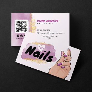 Glam Gold Glitter Nagelkonstnär Nageltekniker Kons Visitkort
