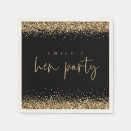 Glam Gold Glitter Namn Spenparty Svart Pappersservett