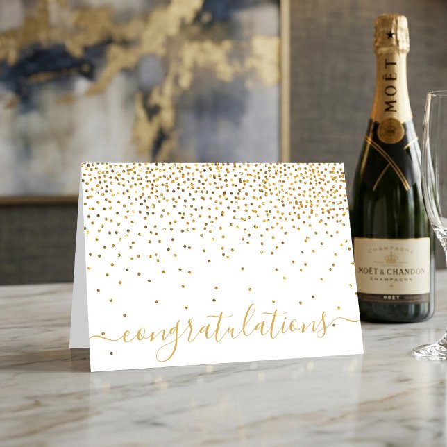 Glam Gold Konfetti Script Grattis Kort (Skapare uppladdad)