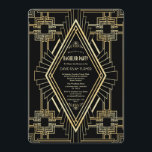 Glam Gold Svart Stor Gatsby Siltarparty Inbjudningar<br><div class="desc">Elegant,  vintage kortdesign med en falsk guld sofistikerad art deco-stil,  en kunglig fleur-de-lis-ornamentik. Använd Anpassa verktyg för att lägga till din information. För matchande artiklar,  besök min Romantiska Guld och Svart Stor Gatsby-samling.</div>