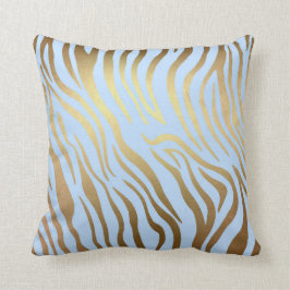 Glam Golden Blue Zebra Safari Skin Kudde