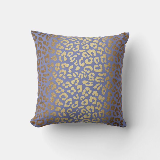 Glam Golden Lila Leopard Safari Skin Kudde (Framsida)