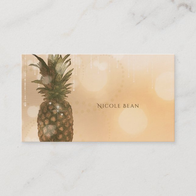 Glam Golden Pineapple Elegant Tropical Chic Glam Visitkort (Framsida)