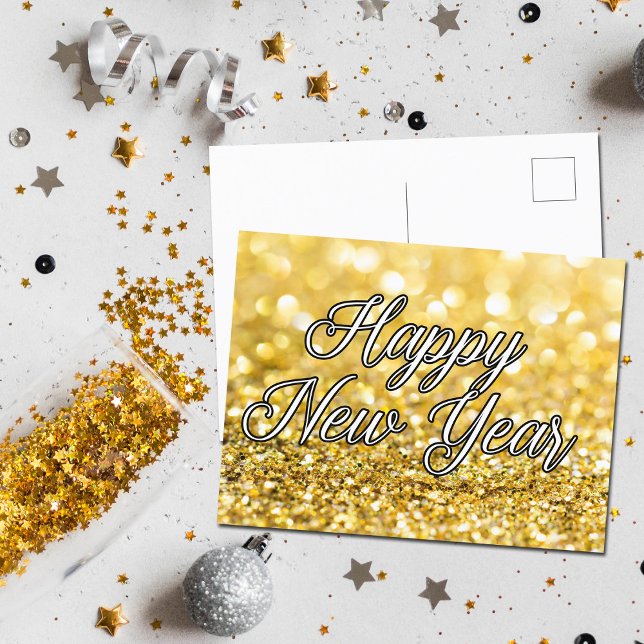 Glam gott nytt år Guld 2024 Party Vykort (Skapare uppladdad)