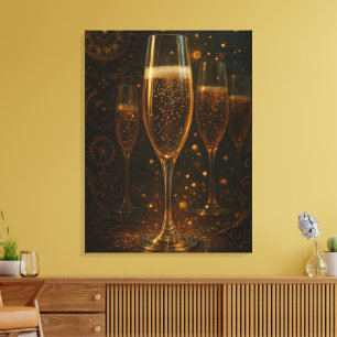 Glam Gott Nytt År Steampunk Champagne  Canvastryck