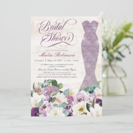 Glam Gown Rustic Blommigt Lavender Möhippa Inbjudningar