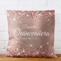 Glam Gradient Quinceañera 15 i Glittery Ro Guld