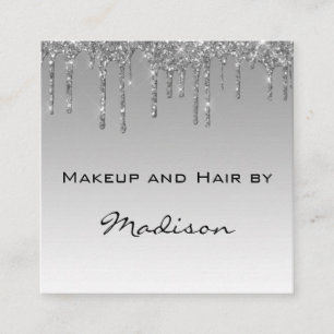 Glam Grått Silver Glitter Drivrutiner Makeup Arti Fyrkantigt Visitkort