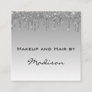 Glam Grått Silver Glitter Drivrutiner Makeup Arti Fyrkantigt Visitkort