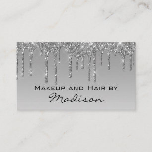 Glam Grått Silver Glitter Drivrutiner Makeup Arti Visitkort