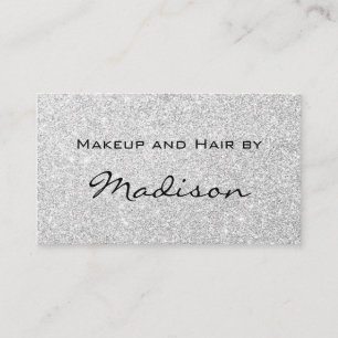 Glam Grått Silver Glitter Sparkles Makeup Artist Visitkort