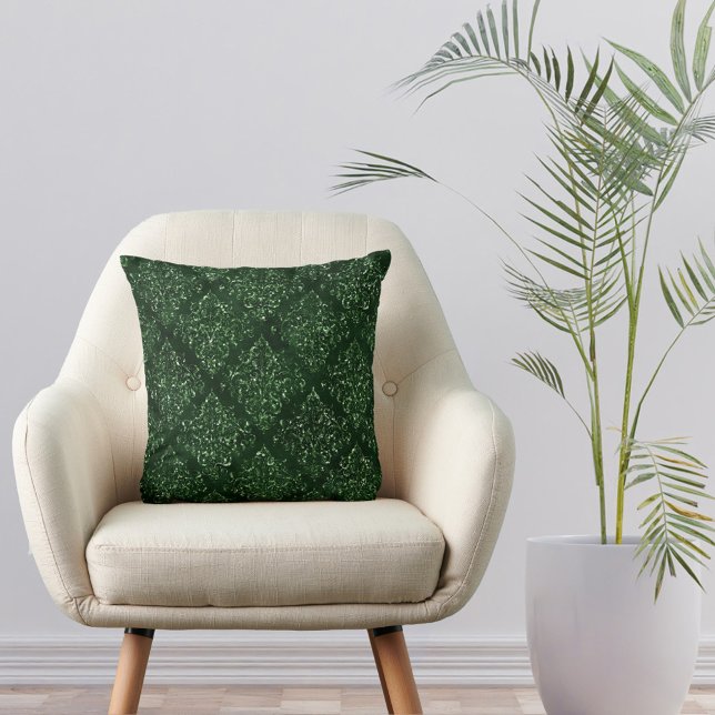 Glam Grönt Damask Pattern Kudde (Skapare uppladdad)