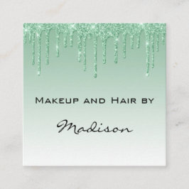 Glam Grönt Drips Glitter Makeup Artist Fyrkantigt Visitkort