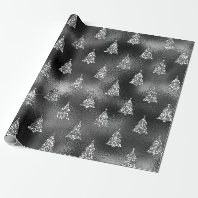 Glam grönt Glitter Julgran Presentpapper (Utrullad)