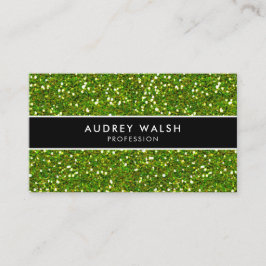 Glam Grönt GLITTER Shiny Black Stripe Visitkort