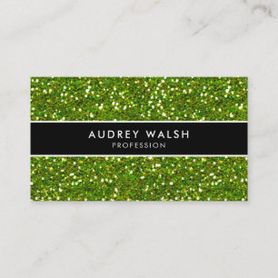 Glam Grönt GLITTER Shiny Black Stripe Visitkort