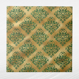 Glam Grönt Guld Damask Pattern Kakelplatta