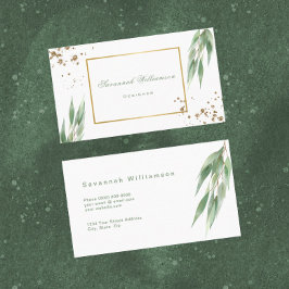 Glam Grönt Guld Eucalyptus Anpassade Visitkort