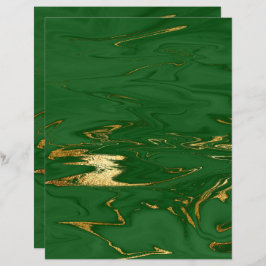 Glam Grönt Guld Faux Marble Scrapbook Papper