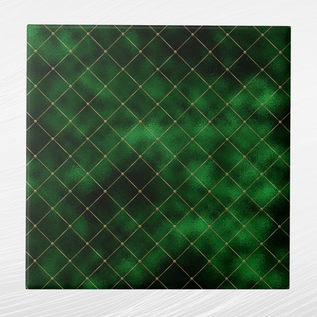 Glam Grönt Guld Geometric Graphic Kakelplatta (Skapare uppladdad)