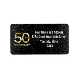Glam Guld 50-årsdagen Adressetikett