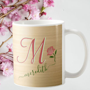 Glam Guld Anpassningsbar Monogram Namn Kaffemugg