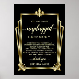Glam Guld Art Deco Unplugged Bröllop Ceremony-teck Poster