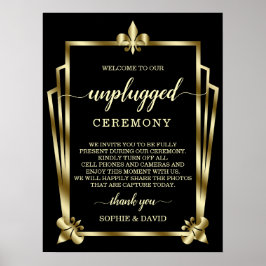 Glam Guld Art Deco Unplugged Bröllop Ceremony-teck Poster