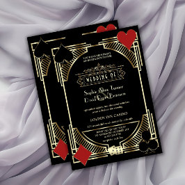 Glam Guld Black Gatsby Stil Roaring 20:e Bröllop Inbjudningar