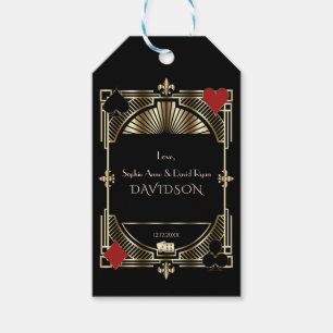 Glam Guld Black Gatsby Stil Roaring 20:e Bröllop Presentetikett