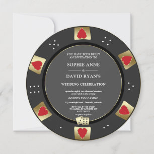 Glam Guld Black Poker Chip Casino QR-kod Bröllop Inbjudningar
