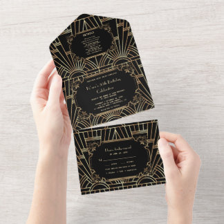 Glam Guld Black Underbar Gatsby Art Deco Birthday