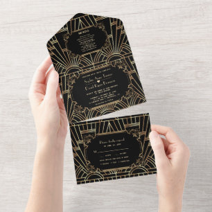 Glam Guld Black Underbar Gatsby Art Deco Bröllop