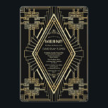 Glam Guld Black Underbar Gatsby Bachelor Party Inbjudningar<br><div class="desc">Elegant,  vintage-kortdesign med ett faux guld-sofistikerat konst deco stil,  ett royal fleur-de-lis-prydnadsämnen. Använda Anpassa verktyg om du vill lägga till din information. Om du vill ha matchande artiklar kan du besöka min Underbara Gatsby-samling för Romantic Guld och Black.</div>