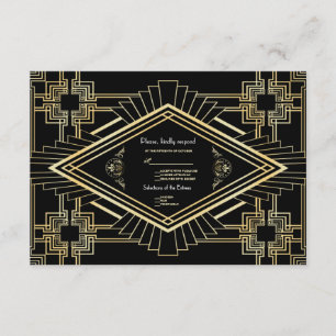 Glam Guld Black Underbar Gatsby Bröllop OSA Kort