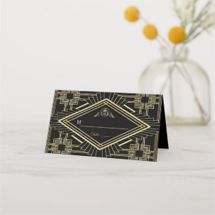 Glam Guld Black Underbar Gatsby Bröllop Placeringskort